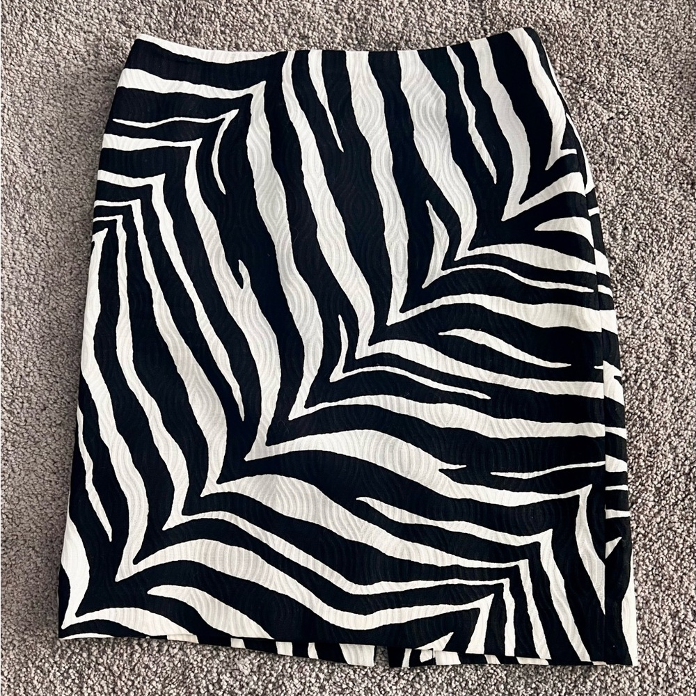 Talbots Black and White Zebra Pencil Skirt